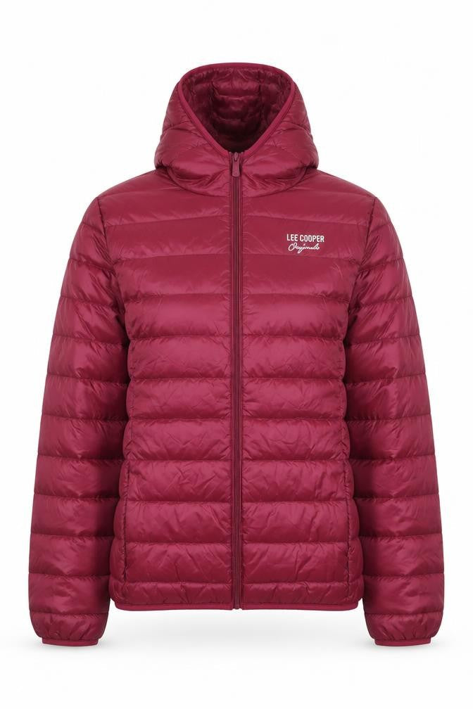 Lee Cooper Womens Red Hooded Puffer Jacket Size 12 Regular Fit