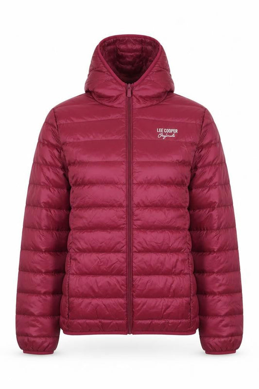 Lee Cooper Womens Red Hooded Puffer Jacket Size 12 Regular Fit