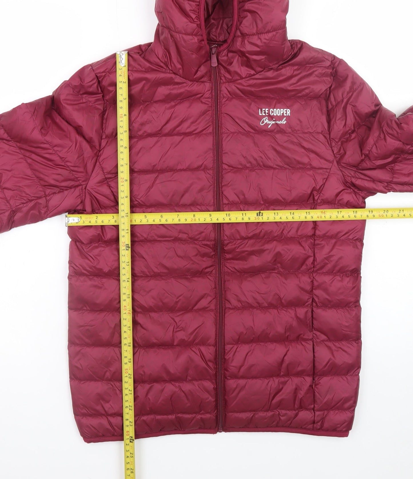 Lee Cooper Womens Red Hooded Puffer Jacket Size 12 Regular Fit