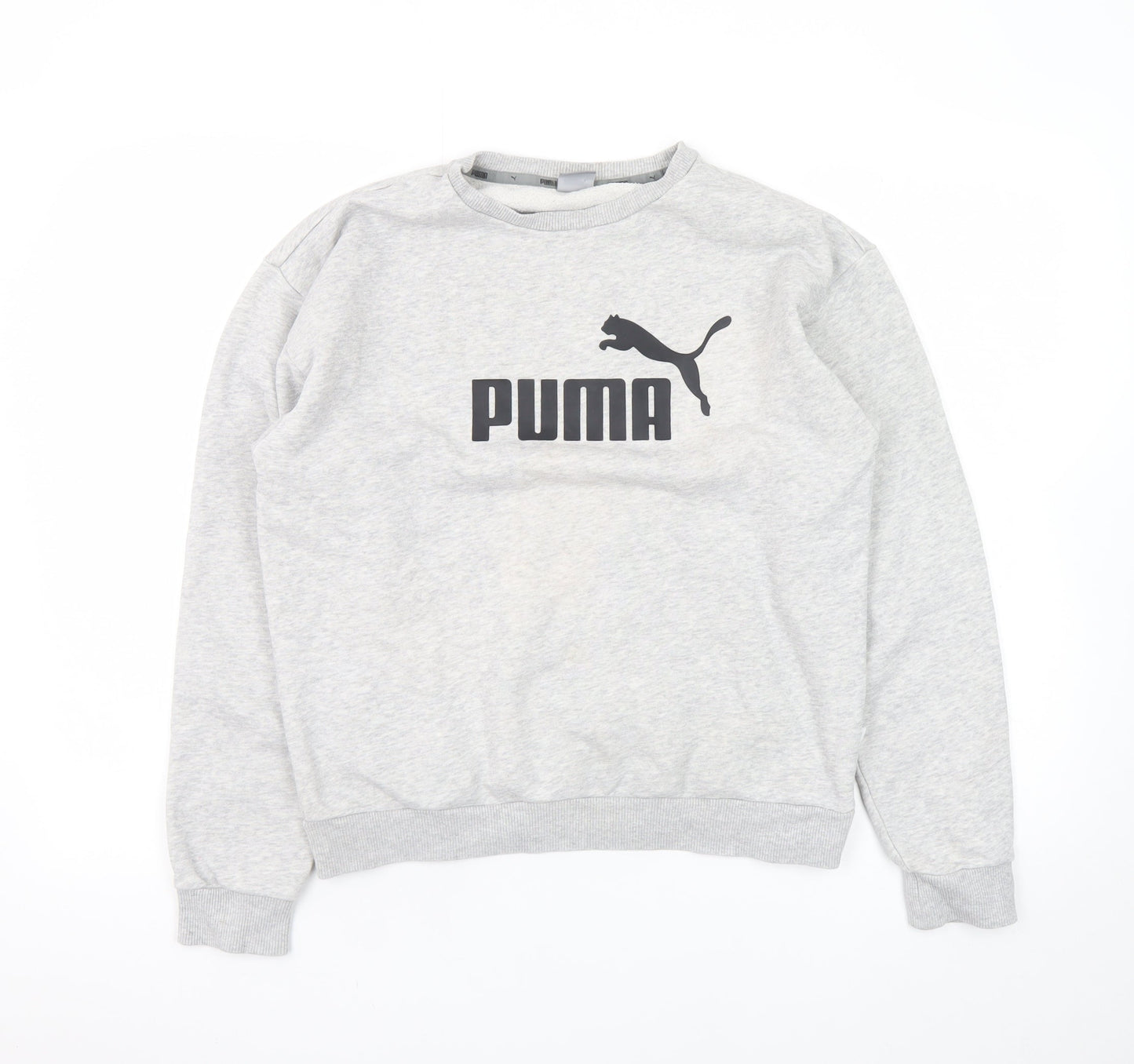 Puma Mens Grey Crew Neck Pullover Sweatshirt Size S Regular Fit