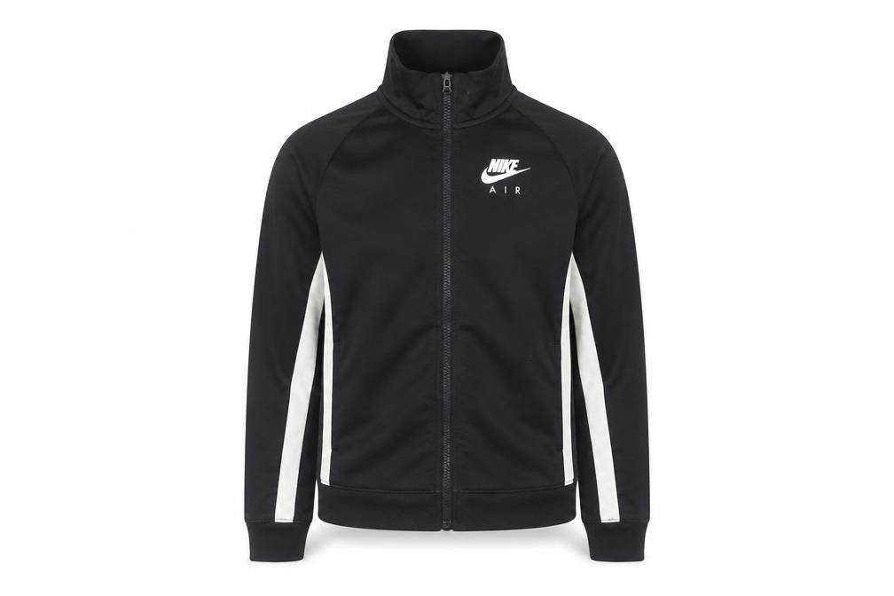 Front view of Nike girls’ black track jacket 11-12 years full zip polyester athletic style