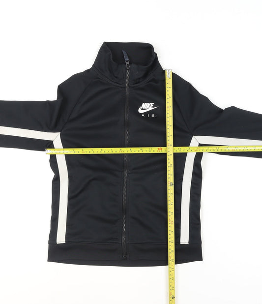 Nike Girls Black Track Jacket 11-12 Years Full Zip Polyester Athletic Style