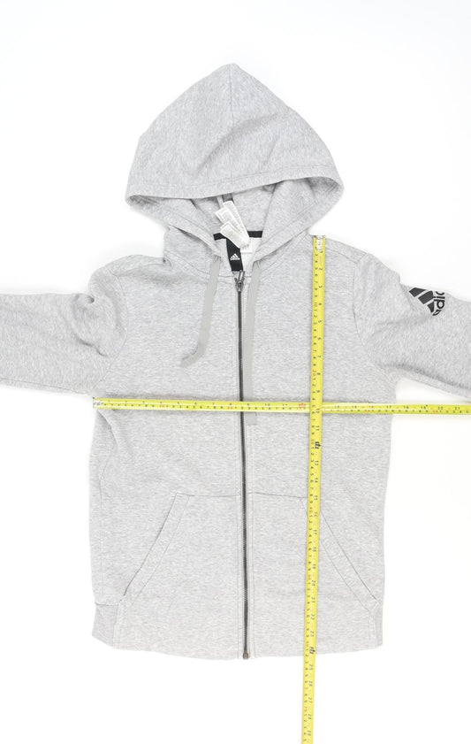 Adidas Women's Grey Full Zip Hoodie Size M Cotton Blend