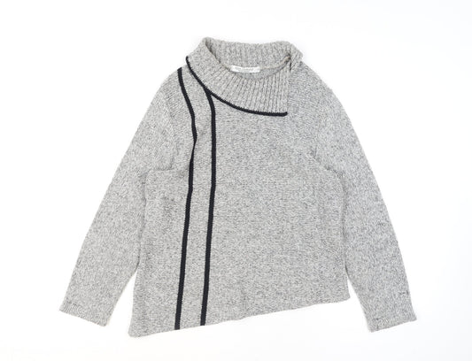 Anne Cramond Womens Grey Cowl Neck Chunky Knit Jumper Size L