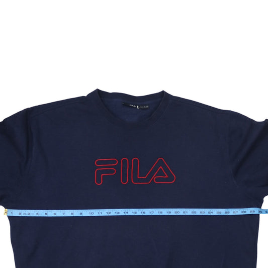 FILA Men's Blue Crew Neck Logo Sweatshirt Size L