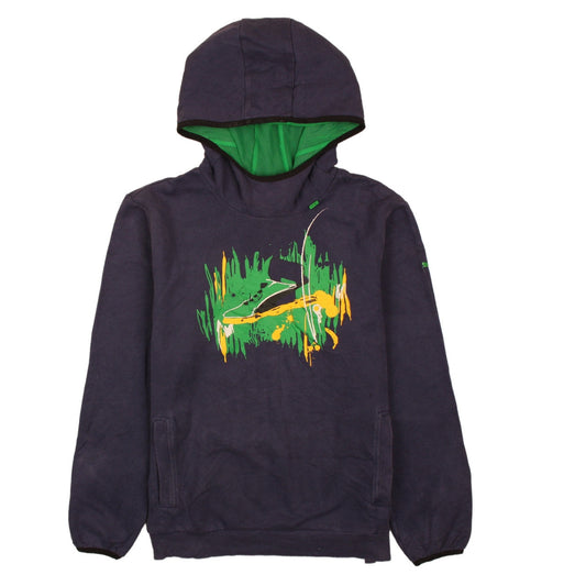 Puma Boys Black Pullover Hoodie 14 Years with Green Graphic Print