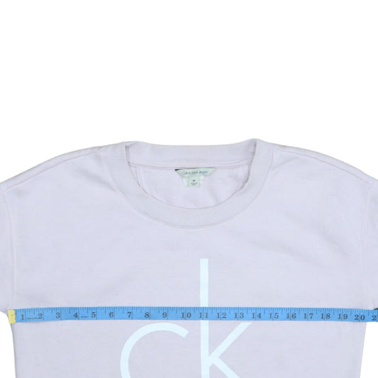 Calvin Klein Jeans Womens Pale Pink Sweatshirt M Logo Crew Neck