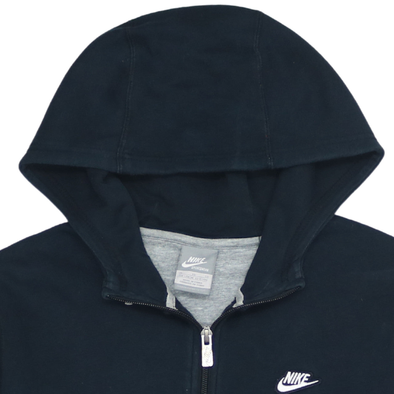Nike Boys Black Full Zip Hoodie 13-15 Years Cotton Fleece Sportswear