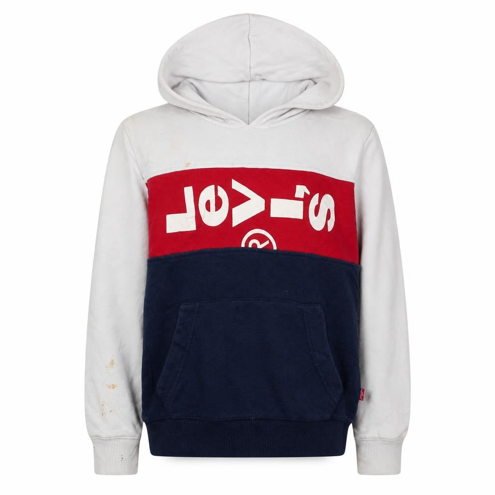 Front view of Levi’s boys’ multicoloured pullover hoodie 12 years colourblock logo cotton