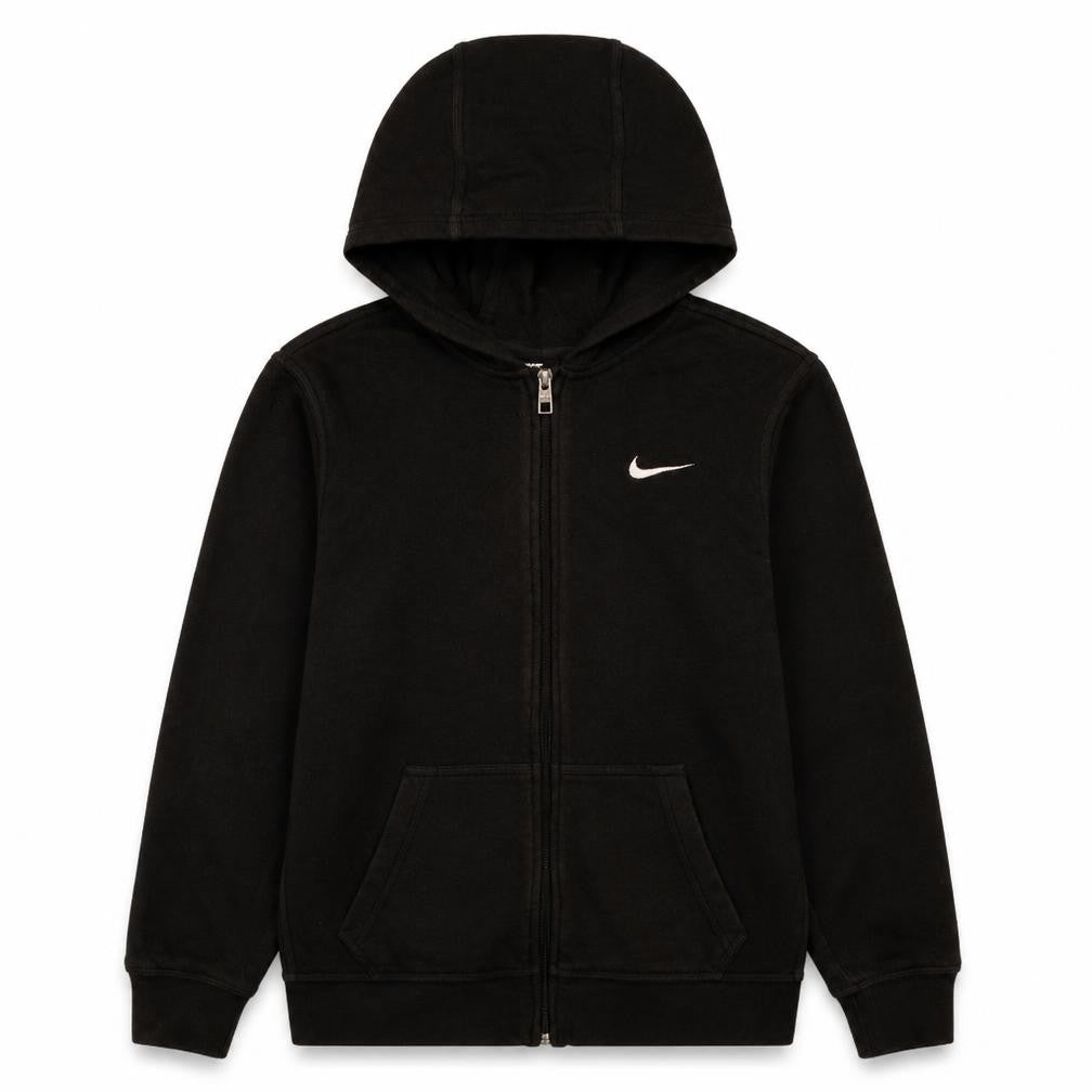 Front view of Nike boys’ black full zip fleece hoodie xl 13-15 years sportswear