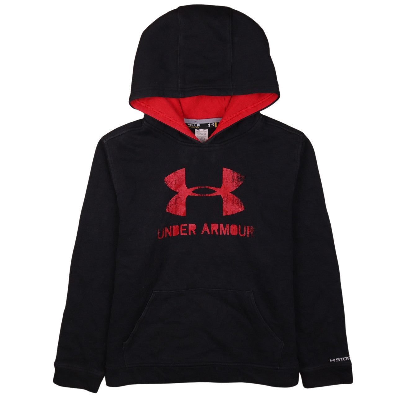 Under Armour Boys Black XL Pullover Hoodie with Red Logo