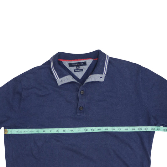 Tommy Hilfiger Men's Blue Cotton Collared Henley Jumper 2XL