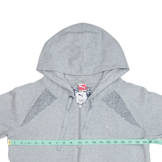 Puma Women Grey Full Zip Hoodie XL Cotton Sequin Detail