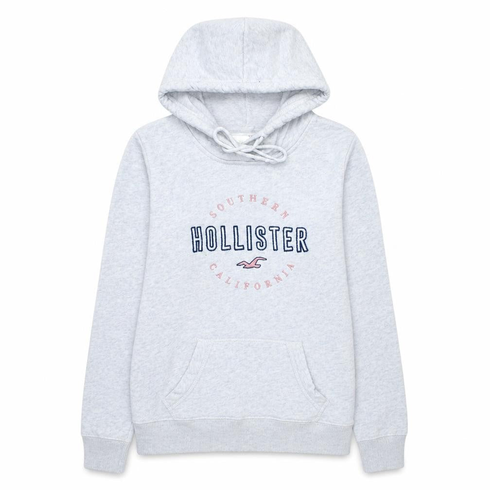 Hollister Womens Light Grey Hoodie Small Pullover Cotton Blend