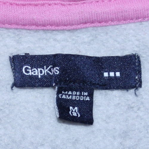 GAP Kids Girls Grey Hooded Pullover Sweatshirt Medium with Logo Print