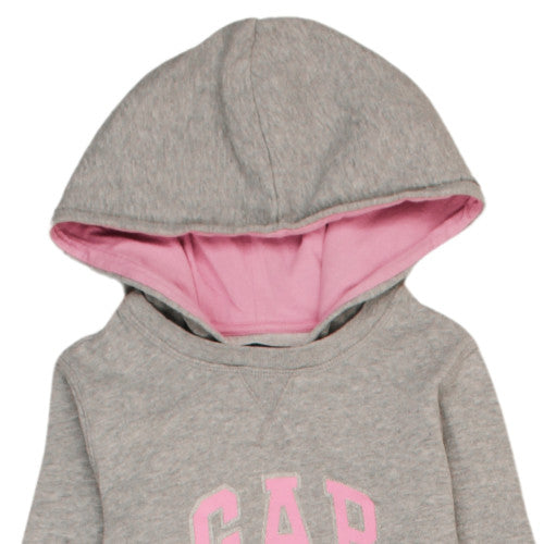 GAP Kids Girls Grey Hooded Pullover Sweatshirt Medium with Logo Print