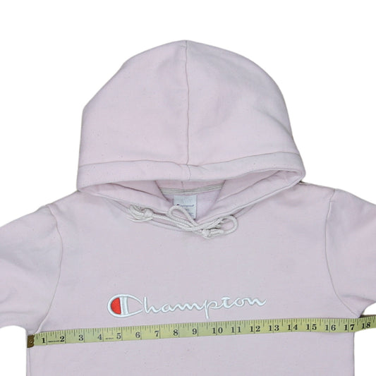 Champion Womens Pink Small Pullover Hoodie Embroidered Logo Sweatshirt