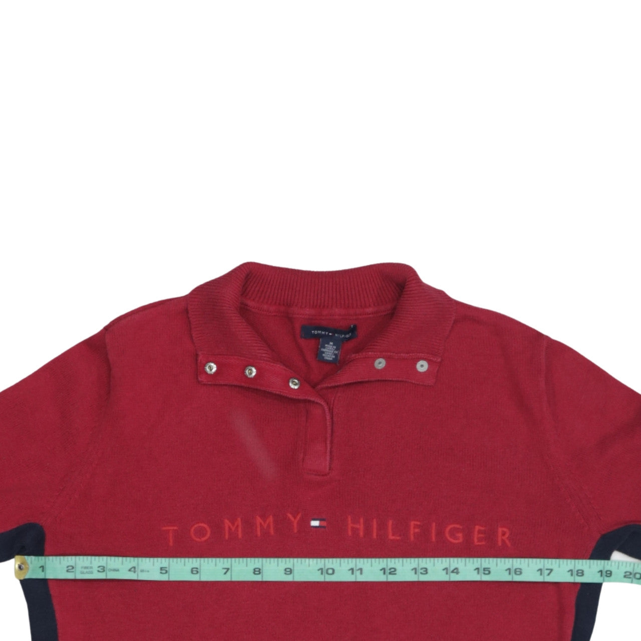 Tommy Hilfiger Men's Red Cotton Henley Jumper Size M