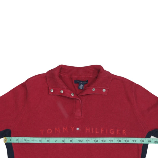 Tommy Hilfiger Men's Red Cotton Henley Jumper Size M