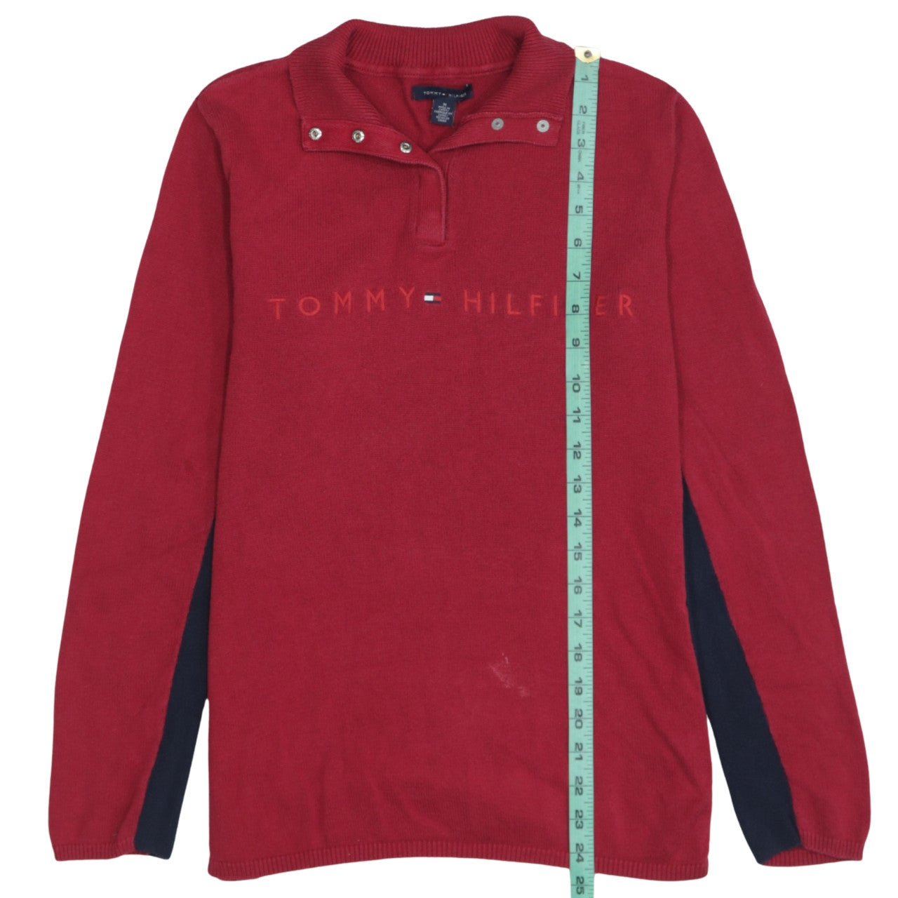 Tommy Hilfiger Men's Red Cotton Henley Jumper Size M
