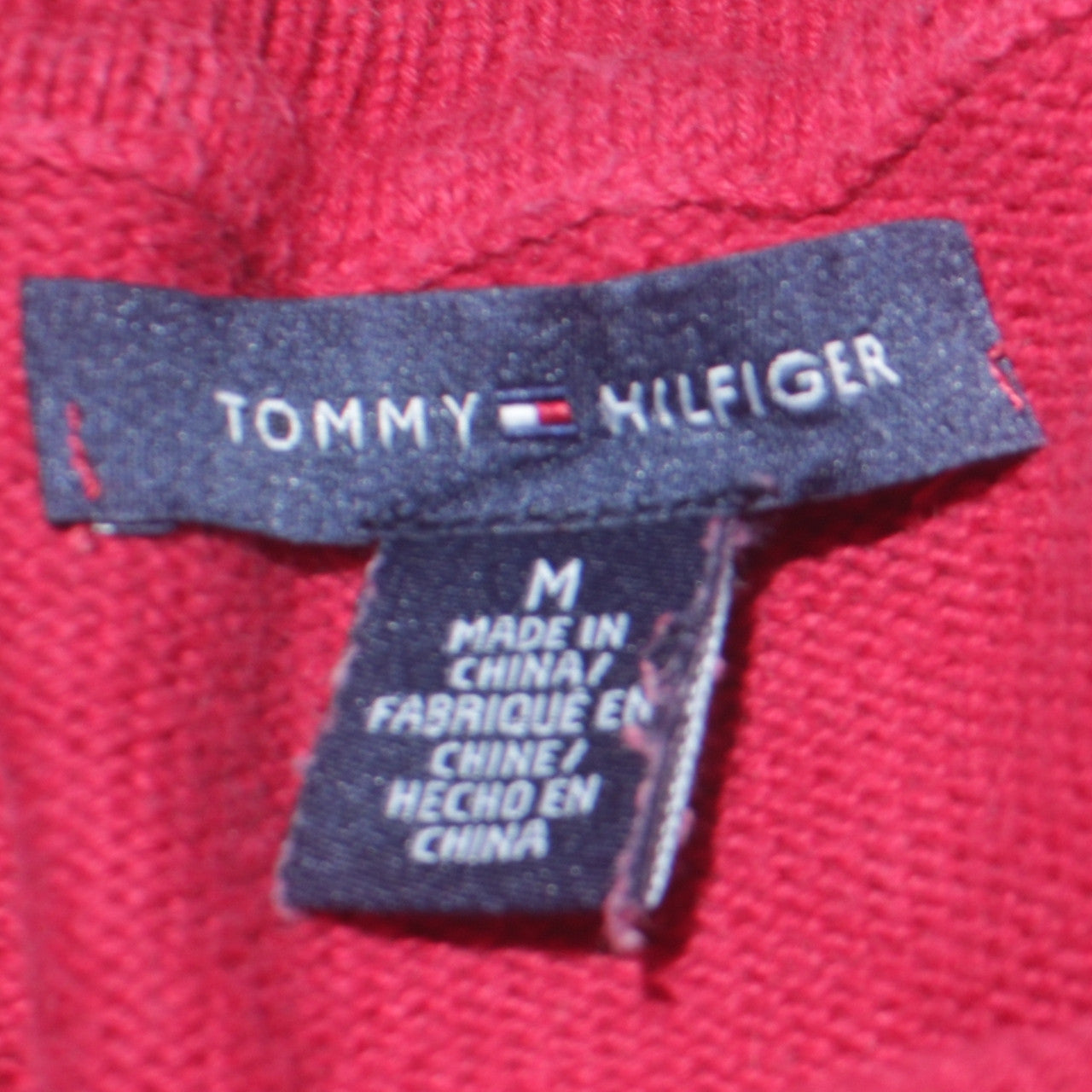 Tommy Hilfiger Men's Red Cotton Henley Jumper Size M