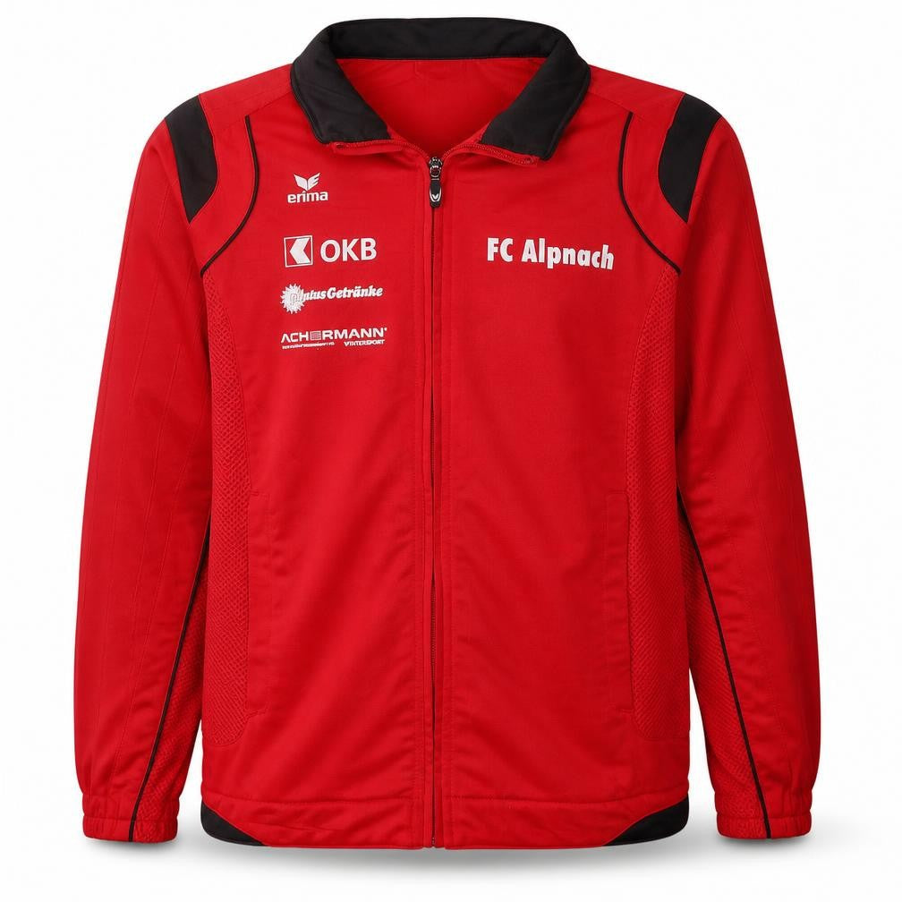 Front view of Erima boys’ red track jacket fc alpnach football zip lightweight 14 years