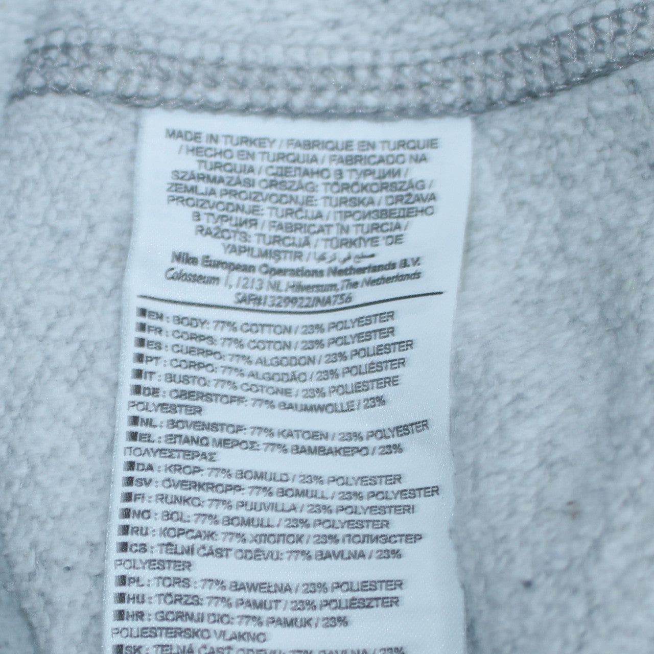 Nike Men's Grey Crew Neck Sweatshirt L Long Cotton Blend