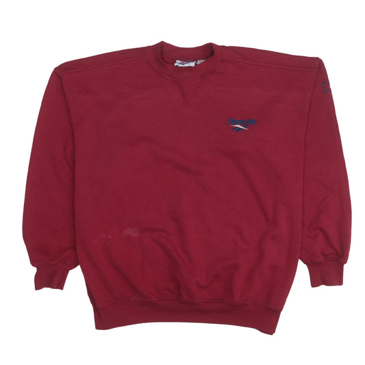 Reebok Mens Red Crew Neck Pullover Sweatshirt Size L Vintage Sportswear
