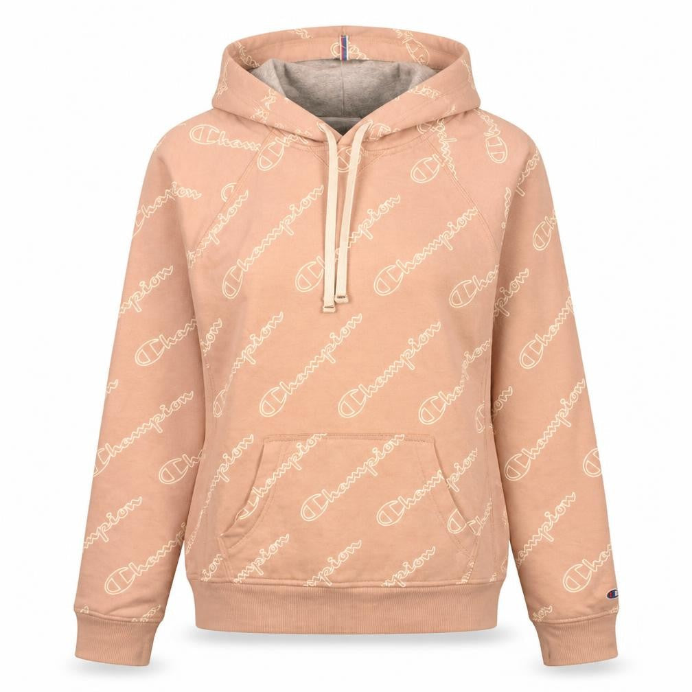 Champion Womens Beige Logo Print Pullover Hoodie Size S