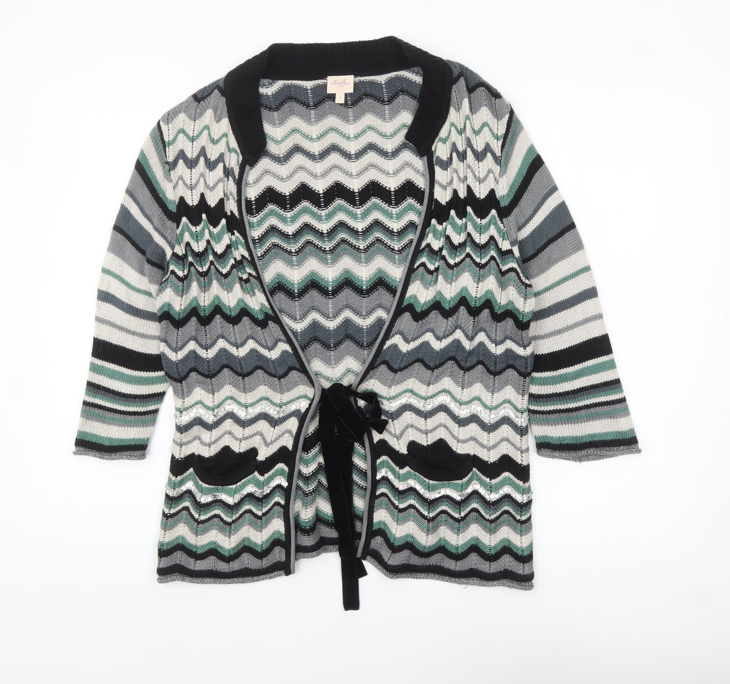 Whistles Women’s Multicoloured Knit Tie Front Cardigan Size 12