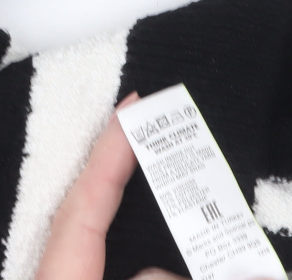 Marks and Spencer Womens Black Striped Pullover Jumper M