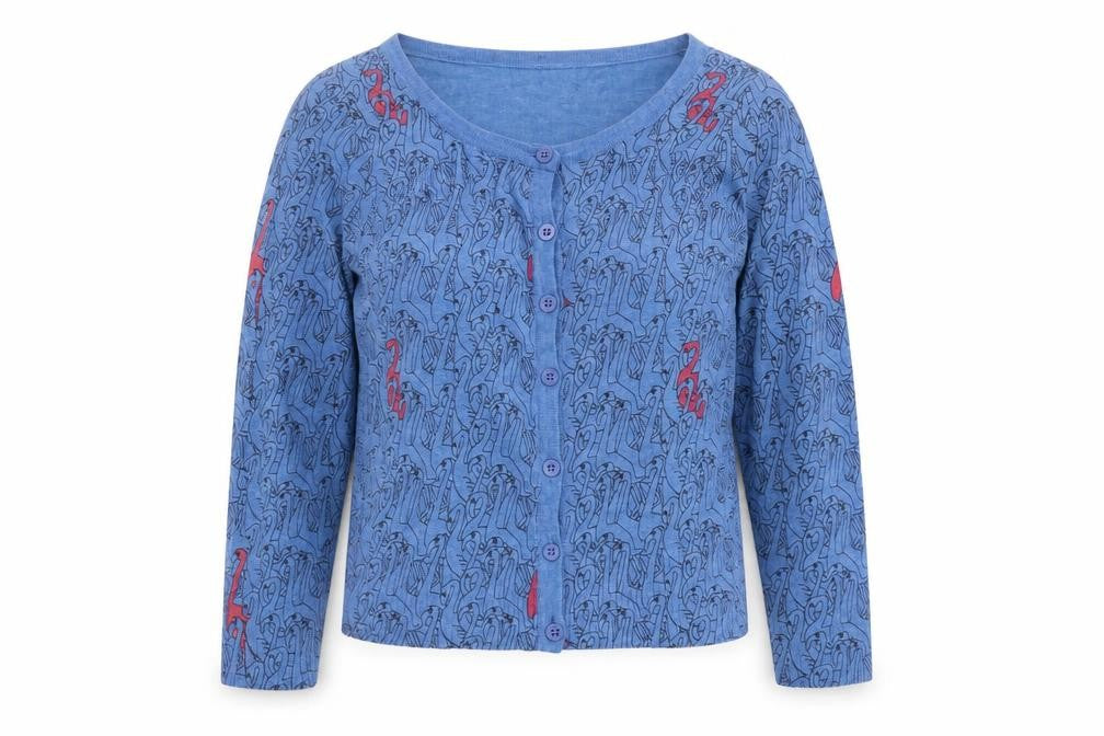 Topshop Women’s Blue Animal Print Knit Cardigan Size 8