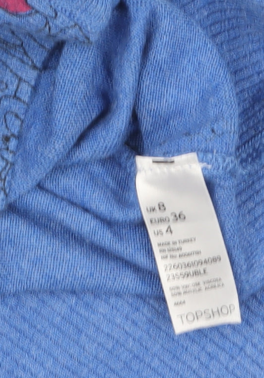 Topshop Women’s Blue Animal Print Knit Cardigan Size 8