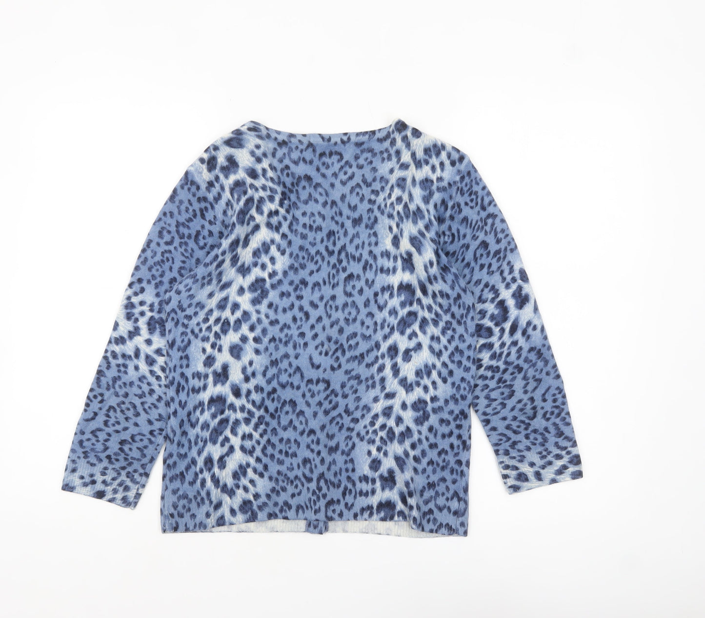 Marks and Spencer Women's Blue Animal Print Wool Blend Cardigan Size 10