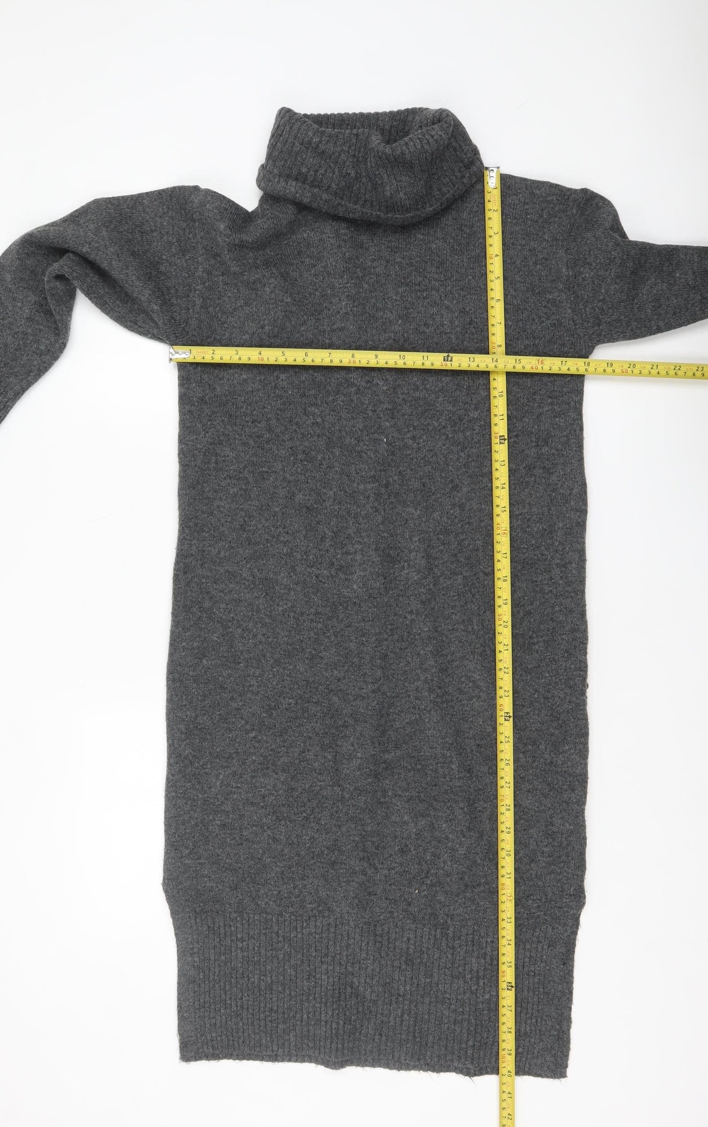 New Look Women’s Grey Roll Neck Tunic Jumper Dress Size S