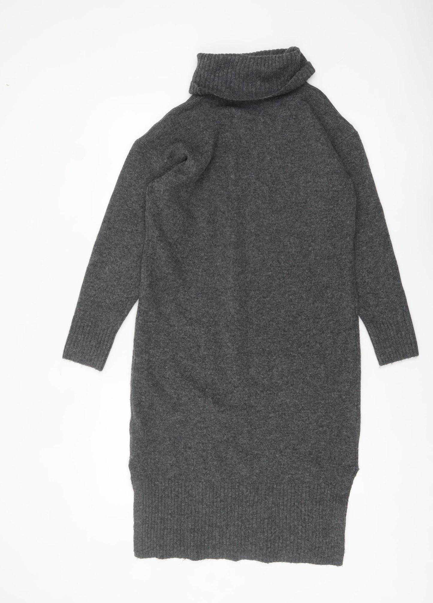 New Look Women’s Grey Roll Neck Tunic Jumper Dress Size S