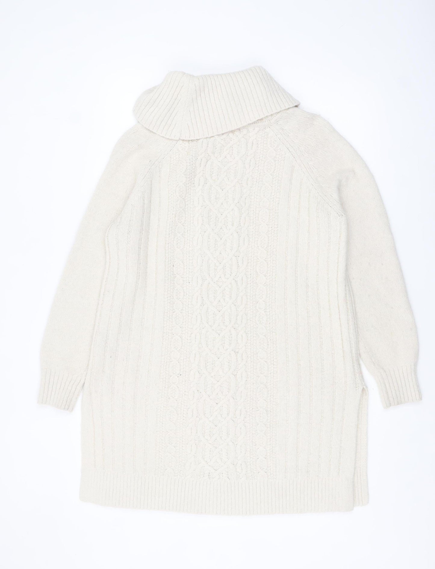 Marks and Spencer Womens Ivory Roll Neck Tunic Jumper Size 16