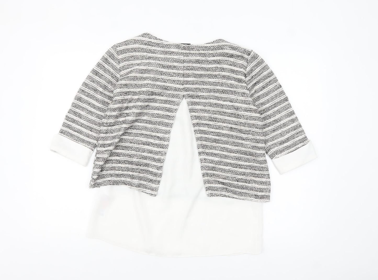 Wallis Women’s Grey Striped Knit Tunic Blouse UK 10