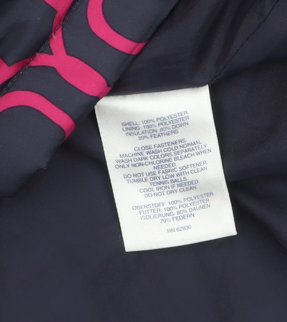 Lands' End Women's Blue Pink Geometric Puffer Jacket Size S