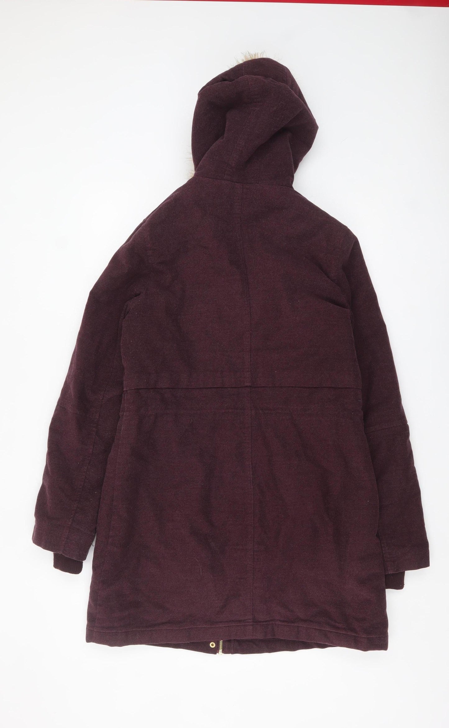 Dorothy Perkins Women’s Purple Faux Fur Hooded Parka Coat Size 14