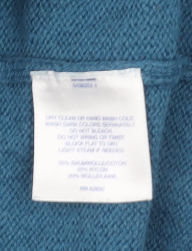 Lands' End Women Blue Long Sleeve Ruffle Edge Cardigan S
