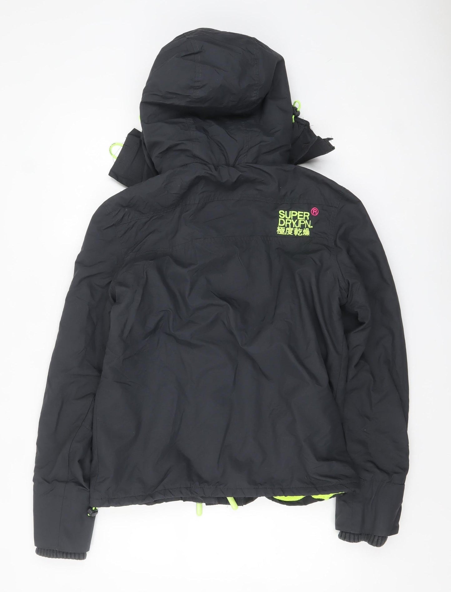 Superdry Women's Black L Windbreaker Jacket Hooded Waterproof