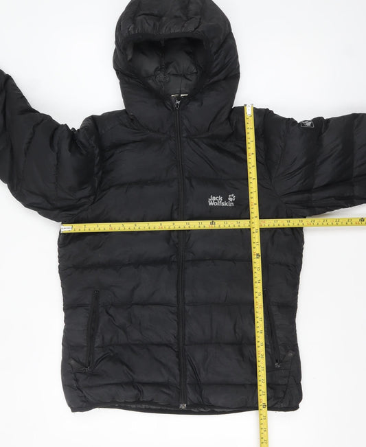 Jack Wolfskin Women Black Hooded Puffer Jacket Size 14