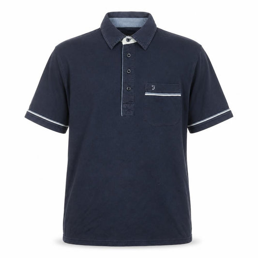 Farah Men's Blue Regular Fit Cotton Polo Shirt Size M
