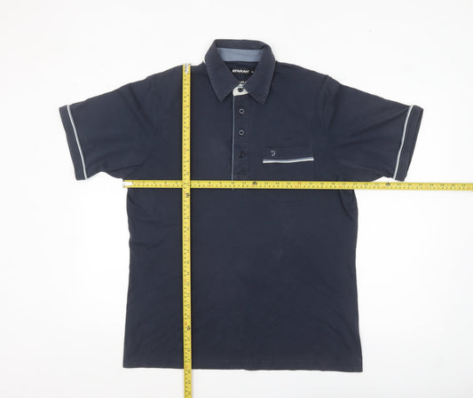 Farah Men's Blue Regular Fit Cotton Polo Shirt Size M