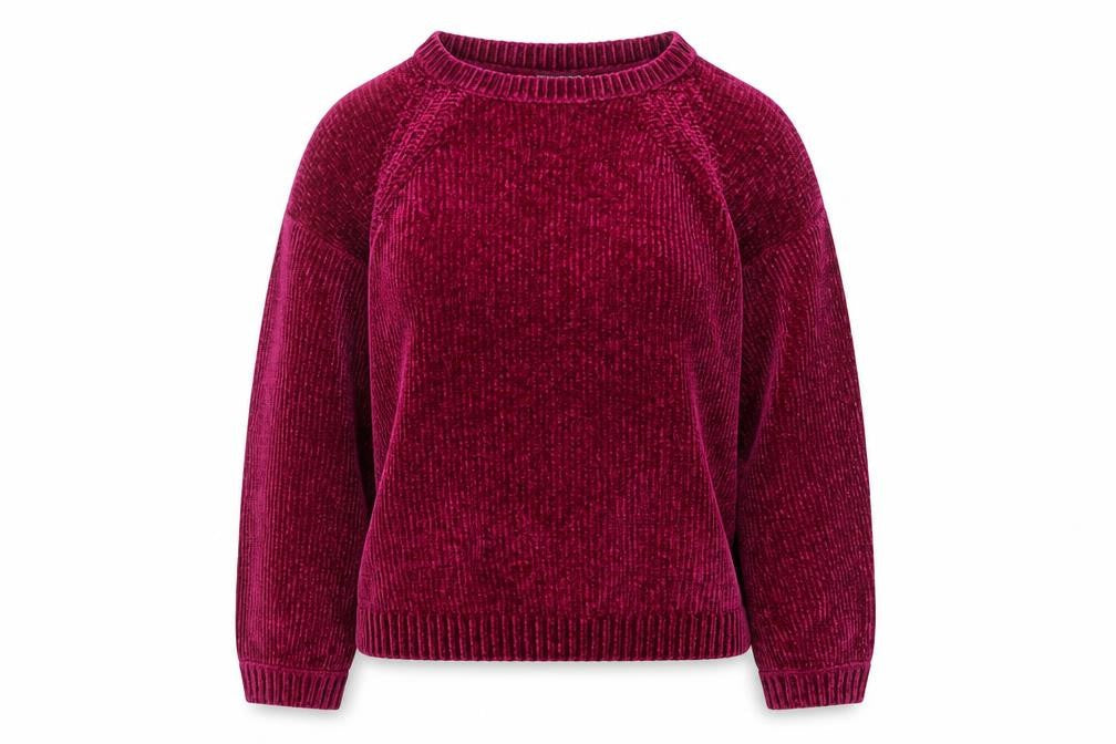 Fransa Women's Purple Velvet Long Sleeve Pullover Jumper M