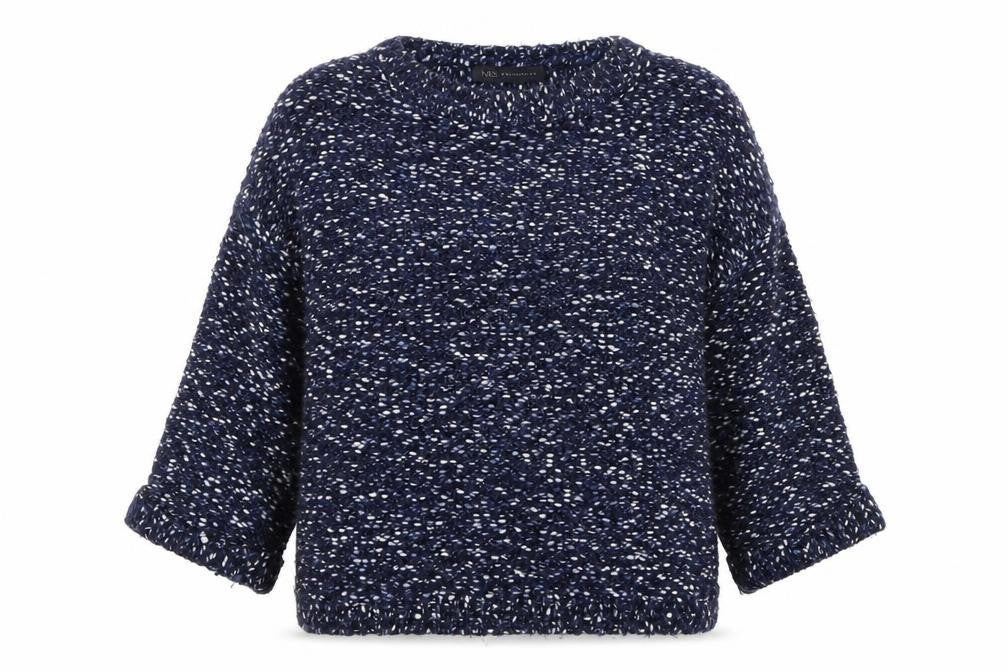 Marks and Spencer Women’s Blue Mix Chunky Knit Jumper Small