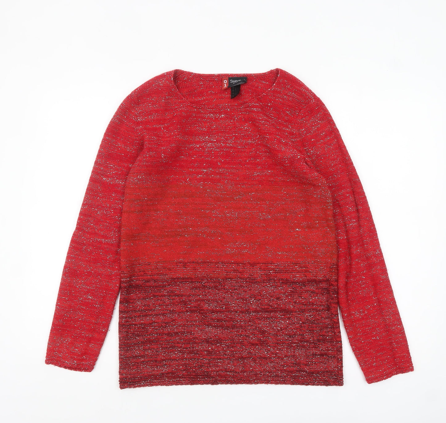 Sweater Shop Women Red Metallic Knit Pullover Jumper M