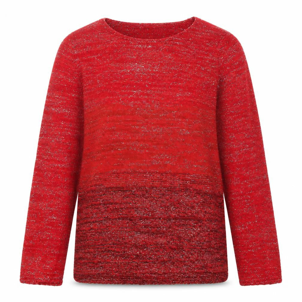 Sweater Shop Women Red Metallic Knit Pullover Jumper M