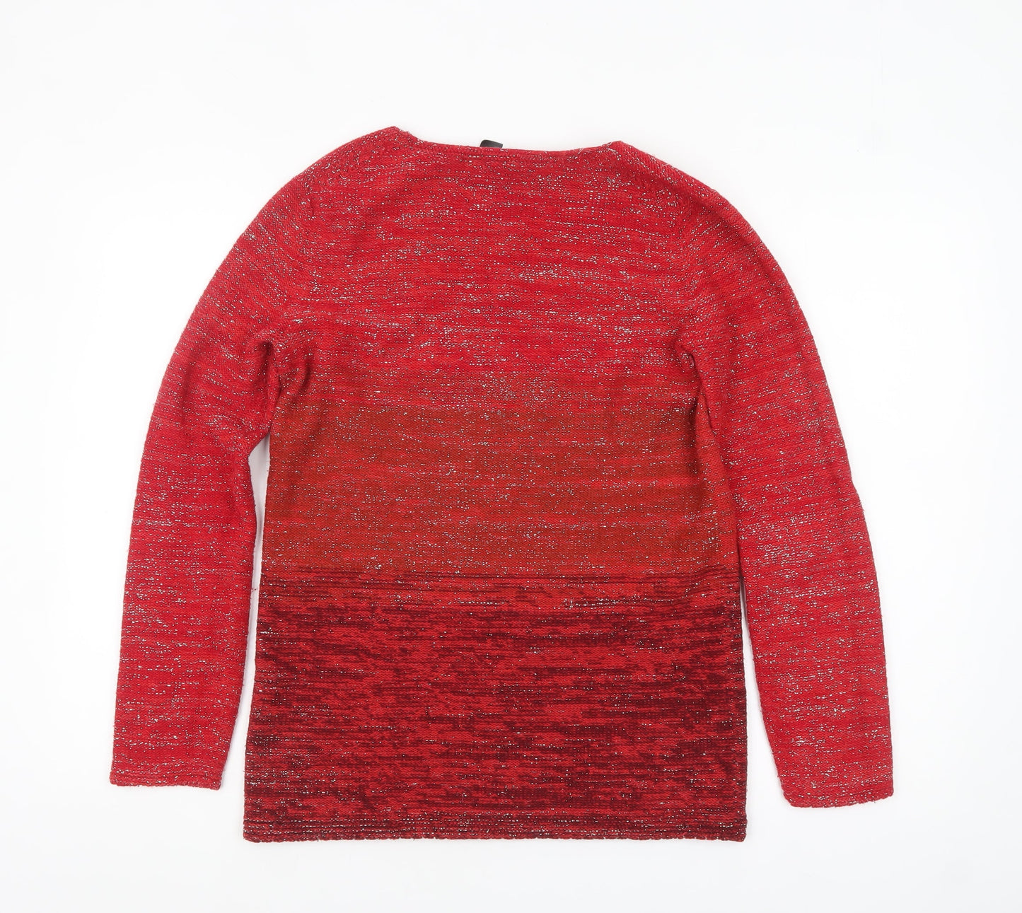Sweater Shop Women Red Metallic Knit Pullover Jumper M